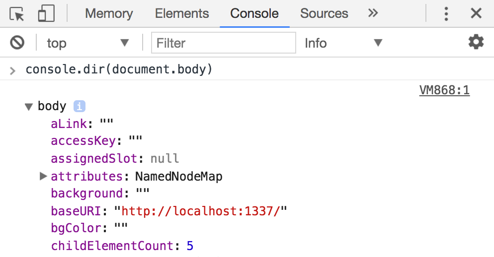 devtools console.dir