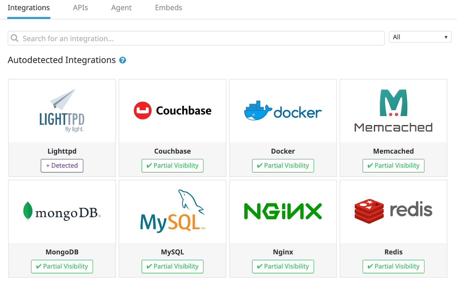 Готовые интеграции в агенте DataDog