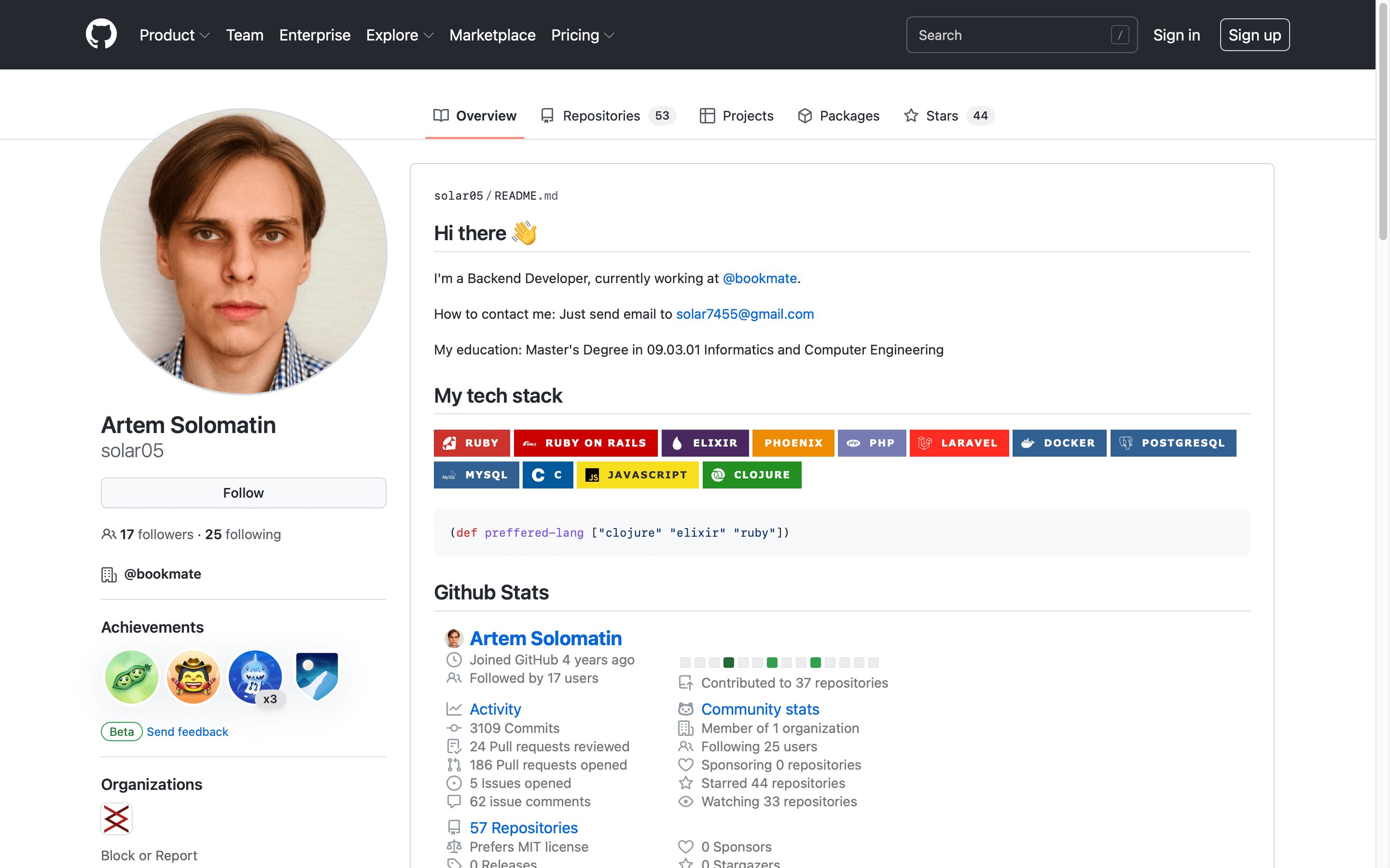 github profile example