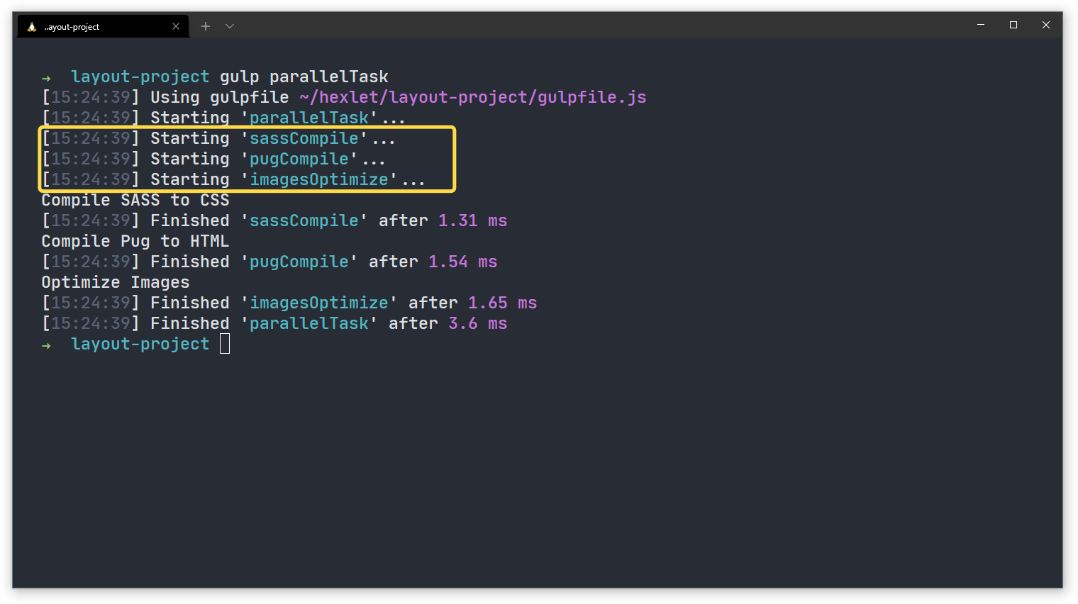 Parallel execution of Gulp tasks