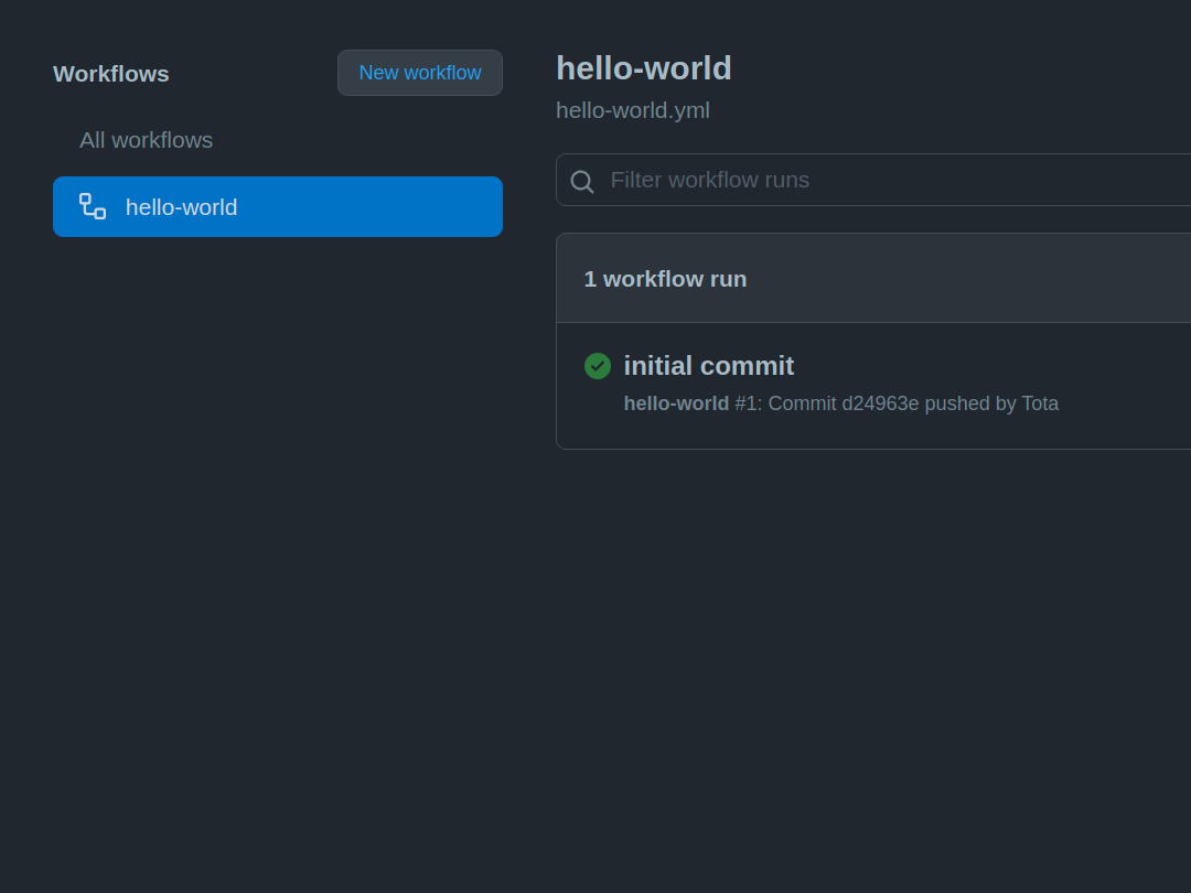 Actions tab