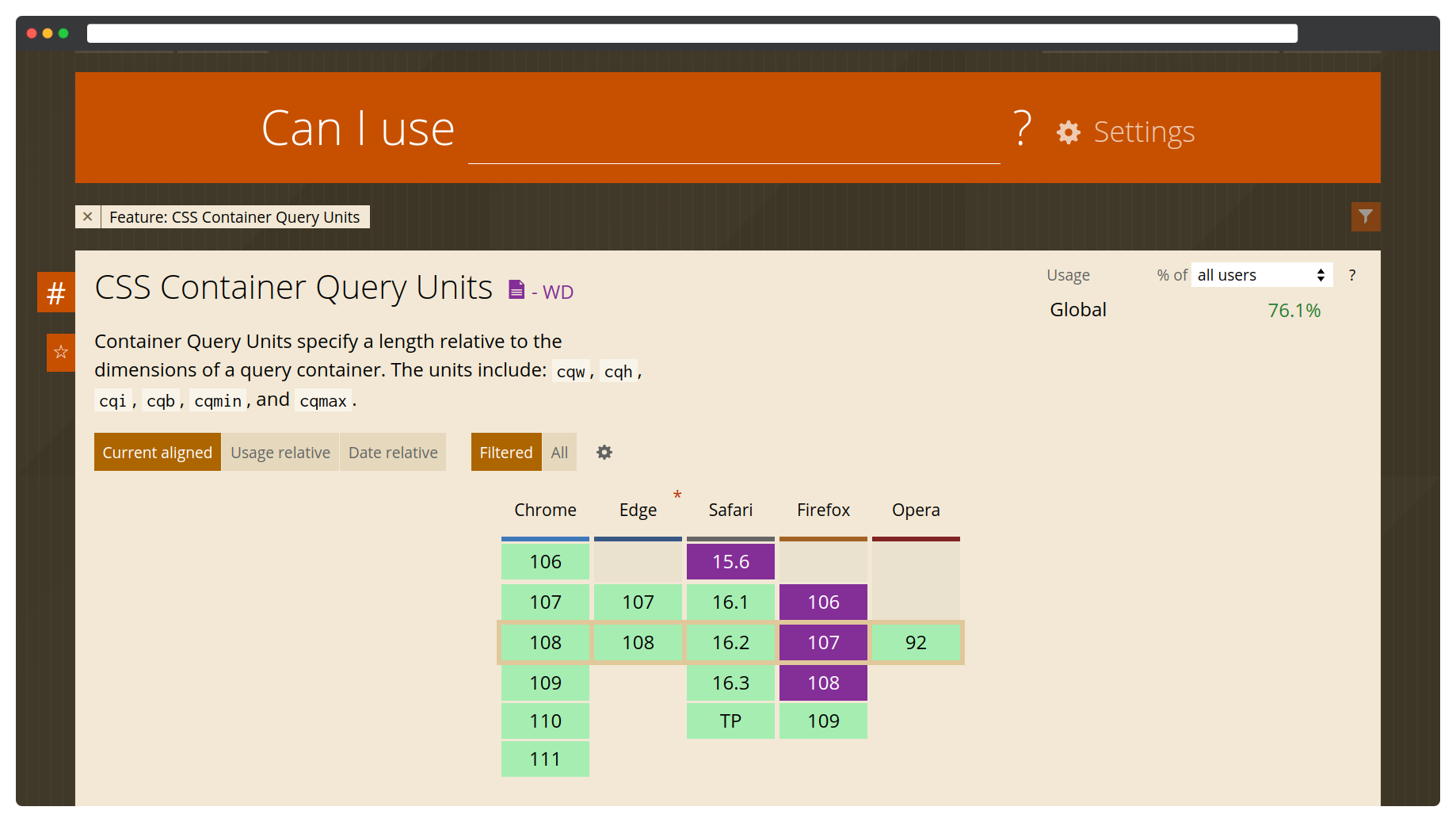 Поддержка CSS Container Query Units в 2022 году